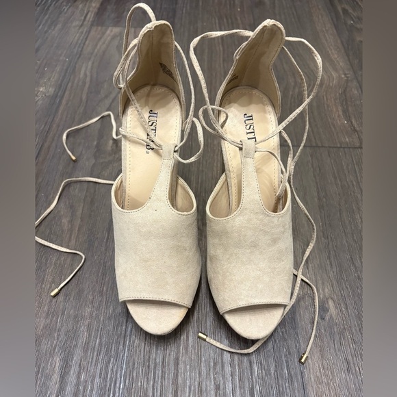 JUSTFAB “Shawne” Taupe Dress Sandals – Size 8 - Picture 2 of 9